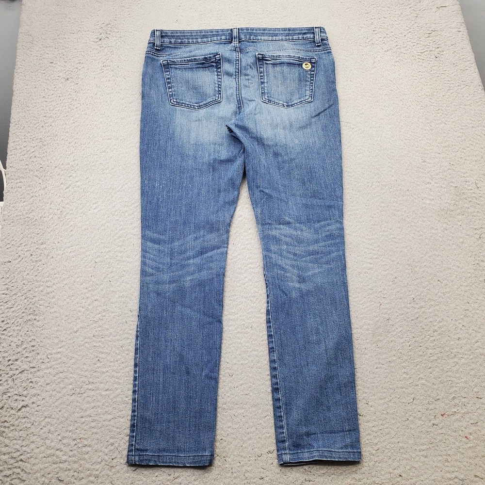 Michael Kors Jeans Womens 8 Blue Denim Medium Wash Faded Stretch Straight Leg - Picture 2 of 10
